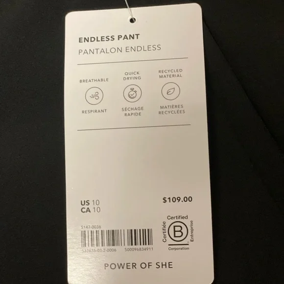 Athleta Endless High Rise Pant size 10 Black  NWT - Picture 9 of 10